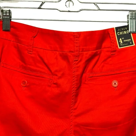 J.Crew Chino NEW 4” Cotton Flat Front Shorts in Vivid Flame size 2 - Picture 8 of 14